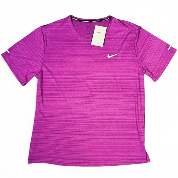 NWT Large Nike Dri-Fit Running Short Sleeve Shirt Purple Magenta - Picture 3 of 6